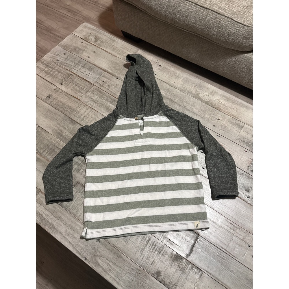 Easy Peasy Toddler Boys Olive Green Striped Raglan Hoodie Size 3T ETBF2451402